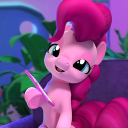 Size: 1080x1080 | Tagged: safe, derpibooru import, screencap, pinkie pie, earth pony, pony, hello pinkie pie, cropped, female, mare, solo, youtube link