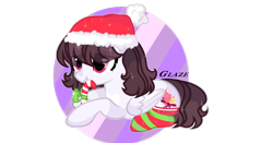 Size: 4352x2288 | Tagged: safe, artist:lazuli, oc, oc only, pegasus, pony, candy, candy cane, christmas, clothes, food, hat, holiday, pegasus oc, prone, santa hat, simple background, socks, solo, striped socks, transparent background, wings