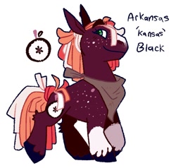 Size: 1024x973 | Tagged: safe, artist:babypaste, oc, oc:arkansas black, earth pony, pony, female, freckles, mare, neckerchief, offspring, parent:big macintosh, simple background, solo, white background