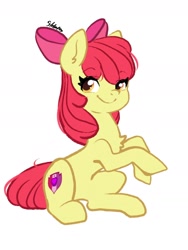 Size: 1156x1536 | Tagged: safe, artist:siripim111, apple bloom, earth pony, pony, adorabloom, chest fluff, cute, female, filly, simple background, solo, white background