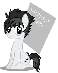 Size: 2321x2914 | Tagged: safe, artist:anonymouspotato, derpibooru exclusive, earth pony, pony, death note, l, l lawliet, ponified, simple background, solo, transparent background, vector