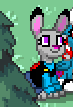 Size: 73x107 | Tagged: safe, pony, clothes, eyelashes, female, judy hopps, offscreen character, pixel art, police, pony town, rabbit pony, smiling, tree, zootopia