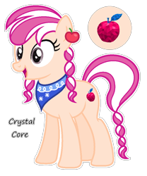 Size: 744x896 | Tagged: safe, artist:razorbladetheunicron, oc, oc only, oc:crystal core, earth pony, pony, bandana, base used, braid, braided pigtails, braided tail, cutie mark, ear piercing, earring, female, jewelry, lateverse, magical lesbian spawn, mare, next generation, offspring, parent:apple bloom, parent:diamond tiara, parents:diamondbloom, piercing, pigtails, simple background, solo, transparent background