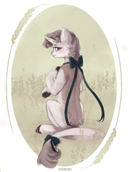 Size: 6000x8000 | Tagged: safe, artist:aoiyui, oc, oc only, classical unicorn, pony, unicorn, absurd resolution, cloven hooves, leonine tail, looking at you, sitting, solo, unshorn fetlocks