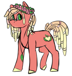 Size: 1280x1360 | Tagged: safe, artist:scarletrosetheartist, oc, oc:golden leaf, earth pony, pony, colored hooves, dreadlocks, floral head wreath, flower, glasses, jewelry, leaf, male, necklace, next generation, offspring, parent:big macintosh, parent:fluttershy, parents:fluttermac, simple background, stallion, transparent background