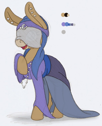 Size: 446x551 | Tagged: safe, artist:ravenpuff, oc, oc only, donkey, clothes, donkey oc, ear piercing, female, jewelry, necklace, open mouth, piercing, raised hoof, reference sheet, see-through, smiling, solo, veil