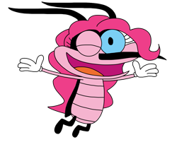 Size: 1123x936 | Tagged: safe, derpibooru import, pinkie pie, cockroach, insect, crossover, oggy and the cockroaches, simple background, solo, species swap, transparent background