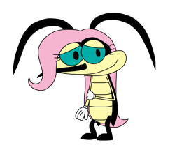 Size: 1123x936 | Tagged: safe, derpibooru import, fluttershy, cockroach, insect, oggy and the cockroaches, simple background, solo, species swap, transparent background