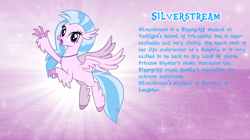 Size: 1280x719 | Tagged: safe, artist:andoanimalia, silverstream, classical hippogriff, hippogriff, bio, cute, diastreamies, female, solo, text