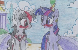 Size: 1544x1000 | Tagged: safe, artist:nephilim rider, derpibooru import, twilight sparkle, twilight sparkle (alicorn), oc, oc:heaven lost, alicorn, crown, jewelry, regalia, traditional art