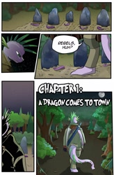 Size: 1280x1949 | Tagged: safe, artist:candyclumsy, spike, dragon, comic:revolution of harmony, clothes, comic, gravestone, implied death, male, solo, sword, weapon