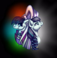 Size: 2820x2893 | Tagged: safe, artist:ronyardraws, coloratura, earth pony, pony, bust, clothes, duality, female, mare, smiling