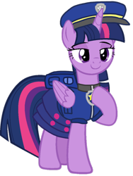 Size: 810x1080 | Tagged: safe, artist:andoanimalia, artist:徐詩珮, derpibooru import, edit, twilight sparkle, twilight sparkle (alicorn), alicorn, pony, series:sprglitemplight diary, series:sprglitemplight life jacket days, series:springshadowdrops diary, series:springshadowdrops life jacket days, alternate universe, chase (paw patrol), clothes, female, hoof on chest, lidded eyes, mare, paw patrol, simple background, smiling, solo, transparent background, vector edit