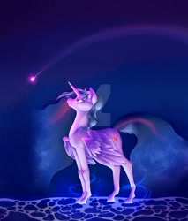 Size: 1024x1203 | Tagged: safe, artist:galesepicenter, derpibooru import, twilight sparkle, twilight sparkle (alicorn), alicorn, looking at each other, obtrusive watermark, shooting star, watermark