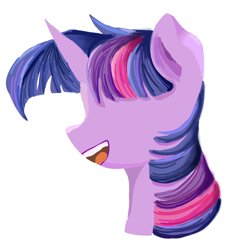 Size: 2000x2000 | Tagged: safe, artist:wimple, derpibooru import, twilight sparkle, pony, unicorn, head, no eyes, simple background, smiling, solo, white background