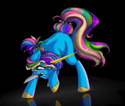 Size: 2000x1700 | Tagged: safe, artist:shamy-crist, oc, pony, unicorn, female, knife, mare, mouth hold, solo