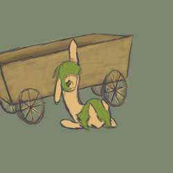 Size: 500x500 | Tagged: safe, artist:sunberry, derpibooru exclusive, oc, oc only, oc:sunberry, earth pony, pony, accident, broken bone, cutie mark, female, green mane, injured, lowres, simple background, sketch, solo, wheel