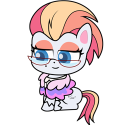 Size: 1500x1500 | Tagged: safe, earth pony, pony, my little pony: pony life, princess probz, spoiler:pony life s01e01, female, glasses, judge, makeup, mare, simple background, sitting, solo, transparent background