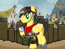 Size: 2048x1536 | Tagged: safe, artist:thunder burst, oc, oc:thunder burst, pegasus, pony, cute, happy, soldier, soldier pony, solo, weapon