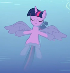 Size: 383x399 | Tagged: safe, screencap, twilight sparkle, twilight sparkle (alicorn), alicorn, pony, spoiler:deep tissue memories, cropped, deep tissue memories, eyes closed, female, lounging, mare, relaxing, smiling, solo, spread wings, swimming pool, water, wings