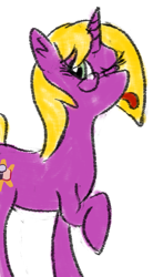 Size: 845x1535 | Tagged: safe, artist:brightstarclick, oc, oc only, oc:bright star, unicorn, :p, tongue out