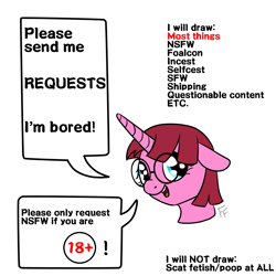 Size: 2000x2000 | Tagged: safe, artist:ponykittenboi, oc, oc:rose petal, pony, unicorn, call for requests, female, filly, filly oc, requests open, send me requests, simple, simple background, white background