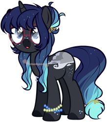 Size: 2294x2618 | Tagged: safe, artist:skulifuck, oc, oc only, pony, unicorn, base used, colored hooves, ethereal mane, freckles, glasses, horn, simple background, solo, starry mane, transparent background, unicorn oc