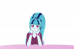 Size: 3000x2000 | Tagged: safe, artist:albertbm, sonata dusk, equestria girls, blushing, cute, doodle, female, looking at you, smiling, sonatabetes, spiked wristband, weapons-grade cute, wristband