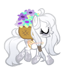 Size: 320x342 | Tagged: safe, artist:skulifuck, oc, oc only, pegasus, pony, base used, basket, eyelashes, eyes closed, flower, open mouth, pegasus oc, simple background, smiling, solo, transparent background, wings