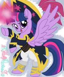 Size: 1024x1229 | Tagged: safe, artist:xxfluffypachirisuxx, twilight sparkle, twilight sparkle (alicorn), alicorn, pony, my little pony: the movie, captain twilight, clothes, hat, magic, pirate twilight, simple background, solo, transparent background