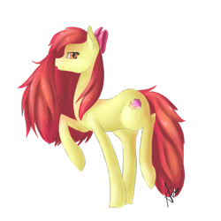 Size: 2449x2449 | Tagged: safe, artist:wintershibe, apple bloom, earth pony, pony, female, looking at you, looking sideways, mare, older, older apple bloom, profile, side view, simple background, solo, transparent background