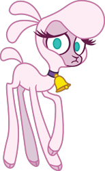 Size: 750x1218 | Tagged: safe, alternate version, artist:mane6, pom lamb, lamb, sheep, them's fightin' herds, bell, bell collar, blue eyes, cloven hooves, collar, community related, cute, female, frown, nervous, no pupils, simple background, solo, transparent background, vector