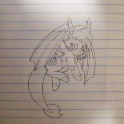 Size: 3021x3021 | Tagged: safe, oc, oc only, oc:strategic surprise, dracony, dragon, hybrid, pony, bat wings, lined paper, sketch, solo, traditional art, wings