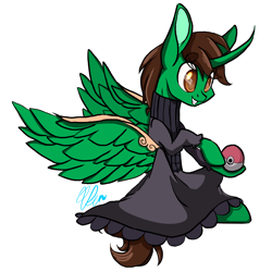 Size: 3000x3000 | Tagged: safe, artist:donnie-moon, oc, oc:frost d. tart, alicorn, pony, alicorn oc, bipedal, clothes, cosplay, costume, crossdressing, dress, hex maniac, horn, male, pokéball, pokémon, smiling, stallion, watermark, wings