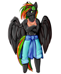 Size: 1070x1300 | Tagged: safe, artist:chillyfish, oc, oc only, anthro, pegasus, clothes, crossed arms, female, goggles, pegasus oc, simple background, solo, transparent background, wings