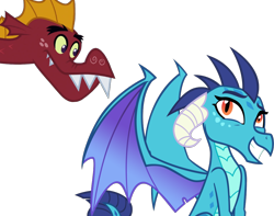 Size: 1000x786 | Tagged: safe, artist:andoanimalia, edit, garble, princess ember, dragon, dragon quest, triple threat, .svg available, cute, dragoness, dragonlord, emberbetes, emble, female, gardorable, grin, horns, male, shipping, simple background, smiling, straight, transparent background, vector, vector edit