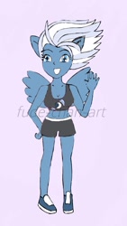 Size: 808x1436 | Tagged: safe, artist:fude-chan-art, night glider, equestria girls, clothes, equestria girls-ified, exeron fighters, exeron outfit, martial arts kids, martial arts kids outfits, pegasus wings, ponied up, pony ears, shoes, shorts, sneakers, sports shoes, sports shorts, wings