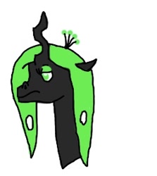 Size: 251x282 | Tagged: safe, artist:whistle blossom, part of a set, oc, oc only, oc:queen milkweed, changeling queen, autodesk sketchbook, changeling queen oc, crown, digital art, female, frown, green changeling, jewelry, mare, regalia, simple background, solo, unamused, white background