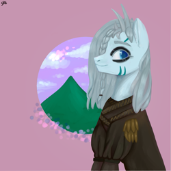 Size: 1425x1425 | Tagged: safe, artist:ske, oc, oc only, earth pony, pony, clothes, female, mare, sitting, solo