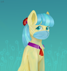 Size: 1134x1200 | Tagged: safe, artist:ske, coco pommel, earth pony, pony, coronavirus, covid-19, face mask, female, mare, solo