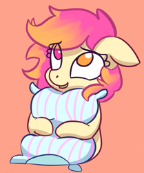 Size: 593x711 | Tagged: source needed, safe, artist:lilfunkman, oc, oc only, oc:taco horse, heterochromia, hug, pillow, pillow hug, solo