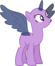 Size: 988x1184 | Tagged: safe, artist:pegasski, oc, oc only, alicorn, pony, every little thing she does, alicorn oc, bald, base, eyelashes, eyes closed, horn, raised hoof, simple background, smiling, solo, transparent background, wings