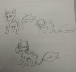 Size: 2292x2182 | Tagged: safe, artist:skulifuck, oc, oc only, oc:bloom, oc:blossom, monster pony, original species, piranha plant pony, plant pony, augmented tail, fangs, lineart, plant, raised hoof, tongue out, traditional art