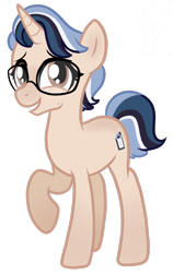 Size: 1183x1873 | Tagged: safe, artist:bubaiuv, oc, oc:homebody, pony, unicorn, female, glasses, mare, raised hoof, simple background, solo, transparent background