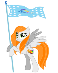 Size: 1208x1499 | Tagged: safe, artist:agdistis, oc, oc only, oc:ginger peach, pegasus, /mlp/, butt, drawthread, equestrian flag, green eyes, orange hair, pegasus oc, plot, simple background, solo, transparent background, wings