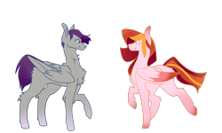 Size: 2000x1200 | Tagged: safe, artist:animatorfun, oc, oc only, pegasus, pony, chest fluff, couple, female, looking at each other, male, mare, simple background, stallion, transparent background, two toned wings, wings