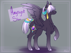 Size: 1600x1200 | Tagged: safe, artist:animatorfun, oc, oc only, pegasus, pony, chest fluff, colored wings, ear piercing, earring, gradient wings, hair over eyes, hair ribbon, jewelry, one hoof raised, piercing, reference sheet, solo, tail wrap, wings