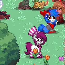 Size: 494x493 | Tagged: safe, oc, earth pony, pony, clown, cotton pondy, pink, pixel art, pony town, solo, winterdays