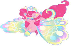 Size: 3525x2270 | Tagged: safe, artist:vanillaswirl6, derpibooru import, pinkie pie, breezie, pony, breeziefied, eyes closed, fluffy, happy, open mouth, redraw, simple background, species swap, transparent background