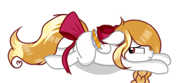 Size: 1024x483 | Tagged: safe, artist:applerougi, oc, oc:kiddles, pegasus, pony, bow, female, hair bow, mare, prone, simple background, solo, tail bow, transparent background
